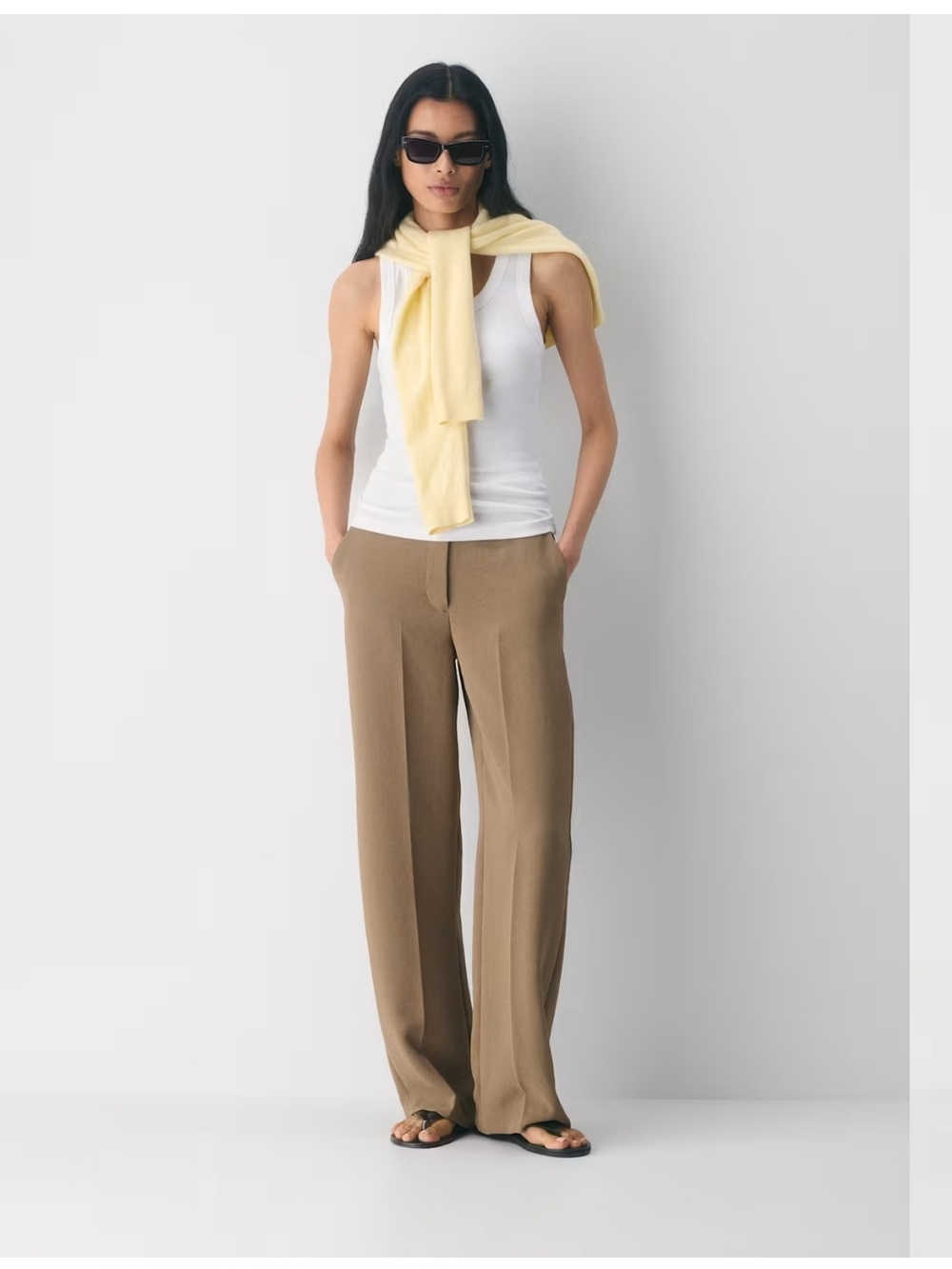 Aritzia Wide-Leg Pants in Camel Tan